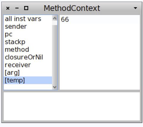 그림 14.4: 주어진 실행 포인트에서 임시 변수 temp의 값으로 접근할 수 있는 메서드 컨텍스트.