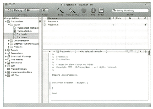 그림 7.3 Xcode가 새로운 클래스의 파일을 추가했다.