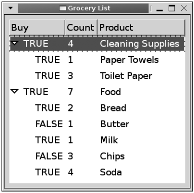 그림 8-5. GtkTreeStore 트리 모델을 이용한 트리 뷰 위젯