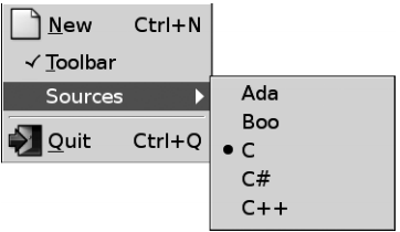 그림 9-3. 이미지, 체크 메뉴, 라디오 메뉴 항목