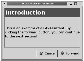 그림 5-10. GtkAssistant 위젯의 첫 페이지