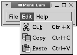 그림 9-4. 세 개의 메뉴가 있는 메뉴 바