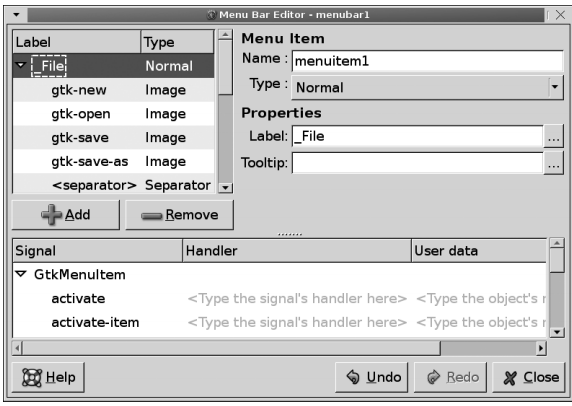 그림 10-13. 메뉴 바 에디터