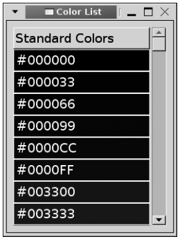 그림 8-9. 색상 리스트를 생성하는 리스팅 8-10의 스크린샷