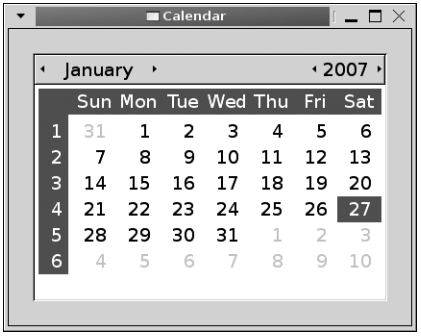그림 12-2. GtkCalendar 위젯