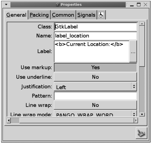 그림 10-10. GtkLabel 위젯 프로퍼티