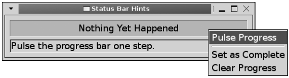 그림 9-2. 상태 바 힌트가 표시된 팝업 메뉴