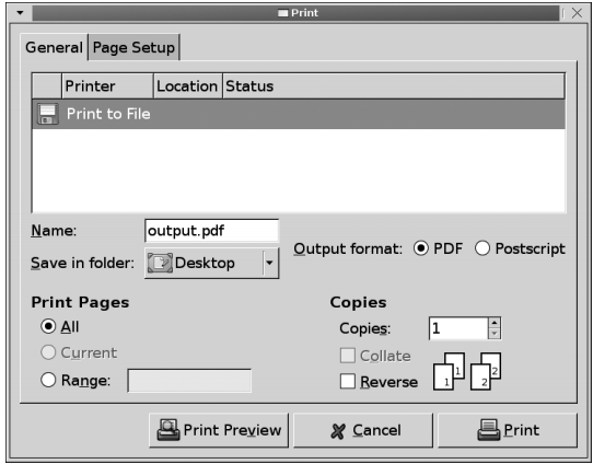 그림 12-3. Linux 시스템의 인쇄 대화상자