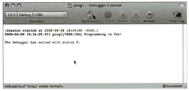 그림 2.8 Xcode 디버거 콘솔 창