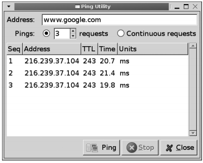 그림 13-4. 핑 유틸리티 애플리케이션