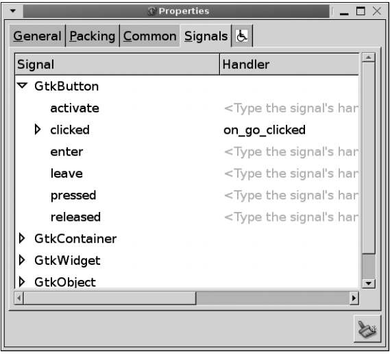 그림 10-12. 위젯 시그널 에디터