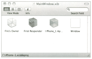 그림 21.7 인터페이스 빌더 MainWindow.xib