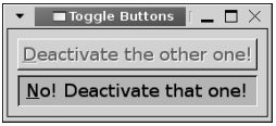 그림 4-2. 두 개의 GtkToggleButton 위젯