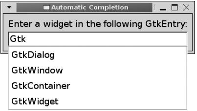 그림 12-5. GtkEntryCompletion 자동 완성