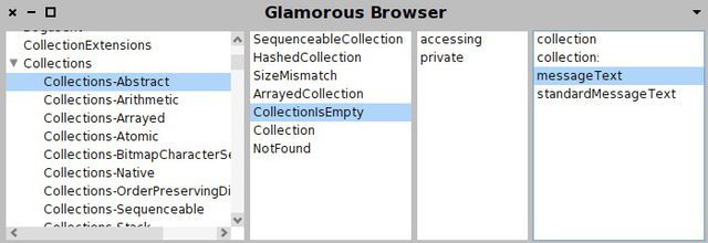 그림 10.5: 완전한 코드 탐색기. 메서드 범주가 선택되지 않은 경우 클래스의 모든 메서드가 표시된다. 선택된 경우 해당 범주에 속하는 메서드만 표시된다.