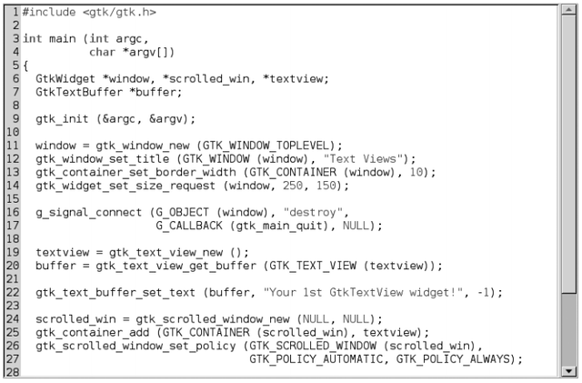 그림 7-10. GtkSourceView 위젯의 스크린샷